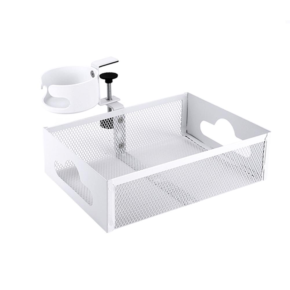 

Under Desk Storage Rack Drink Holder 360 Degree Rotation Coffee Cup Holder No Drilling Multifunctional Storage Basket for Cable білий