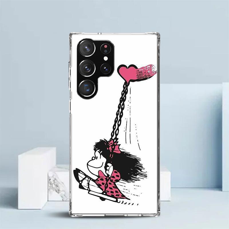 Cartoon Cute Mafalda Phone Case For Samsung Galaxy S24 S25 Edge S26 Ultra S22 S23 Plus S21 + S20 FE Soft TPU Back Cover Galaxy S