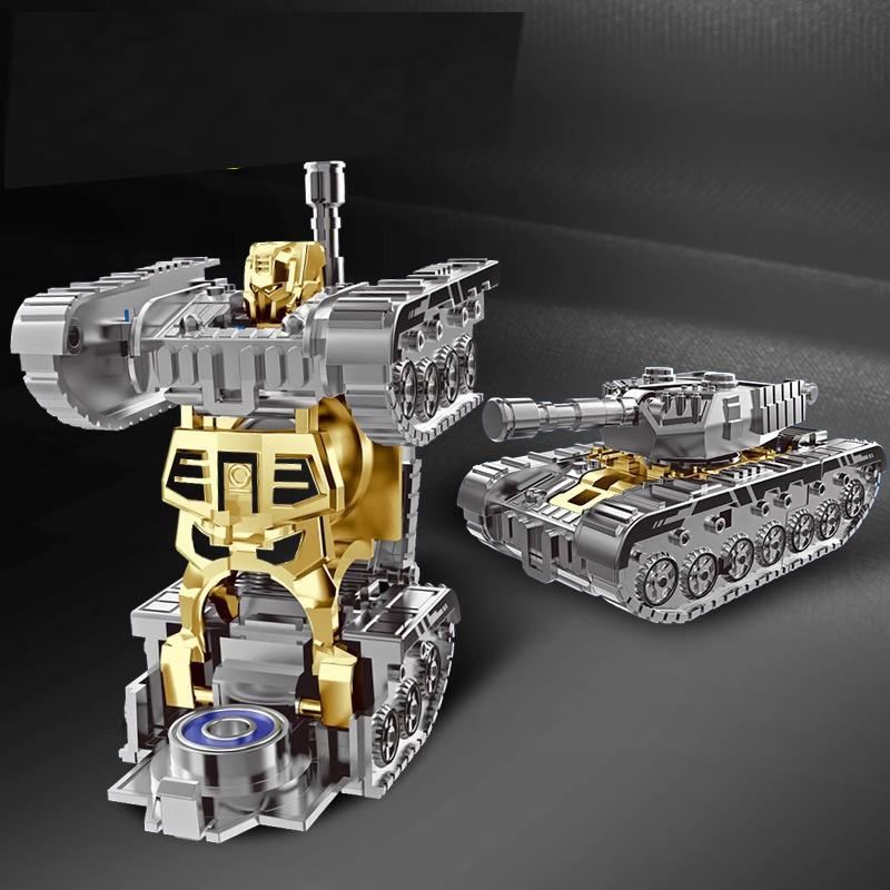 Kinderen Creatieve Roterende Mech Simulatie Tank Transformeer Robot Vingertop Decompressie Speelgoed Model Cadeau Jongen