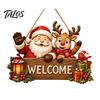 Holiday Hanging Signs Wooden Christmas Door Wreath for Front Door, Vintage Merry Welcome Sign, Rustic Farmhouse Decor 2D Flat Hanger Indoor