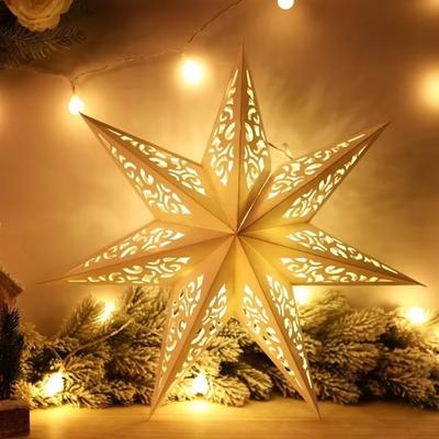 Gifts 45cm Xmas Lampshade Star Shape Hollow Out Christmas Lantern Paper Hanging Pendants Lamp Cover Home Decorations