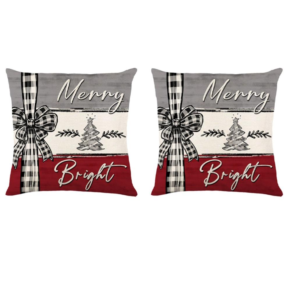 2Pcs 45x45cm Xmas Throw Pillow Case Microfiber Pillow Shell Sofa Pillowcase Children