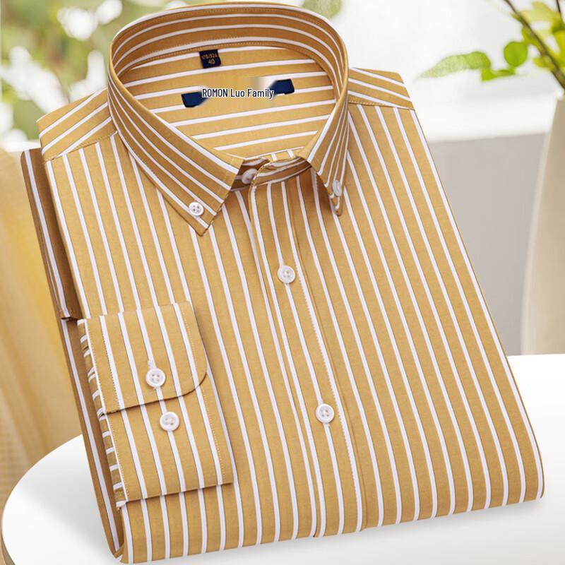 Luomeng Men's Spring Autumn Striped Long-Sleeve Shirt