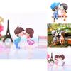 Charming Bench Couple Kissing Dolls Set For Exquisite Miniature Garden Decor