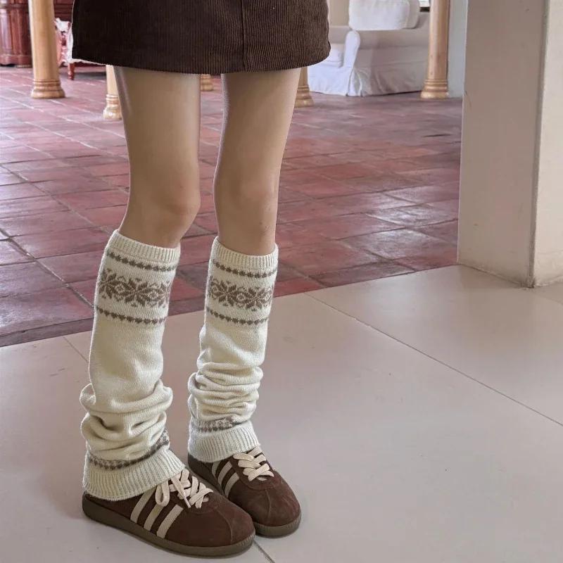30% Wool Leg Warmers Women Warm Knitted Foot Cover Knee Socks Jk Lolita Girls Long Socks Stockings Leg Warmers Autumn And Winter