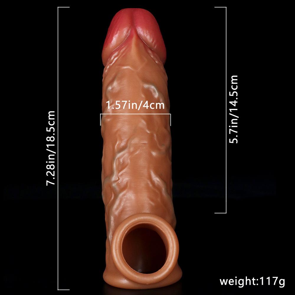 Realistický prodlužovač penisových rukávů Velký penis Sleeve Delay Ejakulace Dildo Sexuální hračky Rock Ring Kondom BDSM Fisting