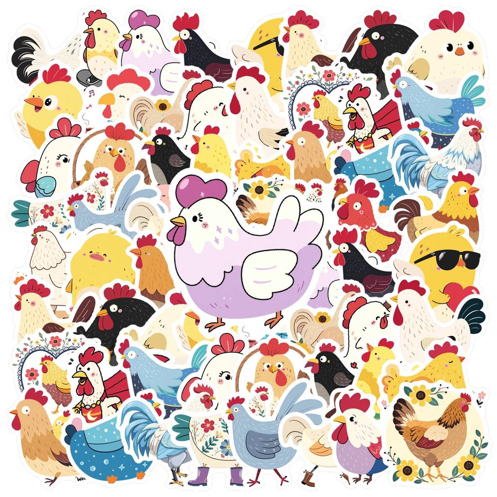 35pcs-50pcs Cartoon Cute Stickers Cute Farm Animals Cartoon Stickers Chicken Stickers For Laptop Motorcycle Luggage Phone DIY