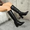 Fashion Autumn Winter Pointed Toe Leather Knee High Shaft Shoes Woman on Offer Demi-season Footwear Promotion Gyaru Long Boots for Women