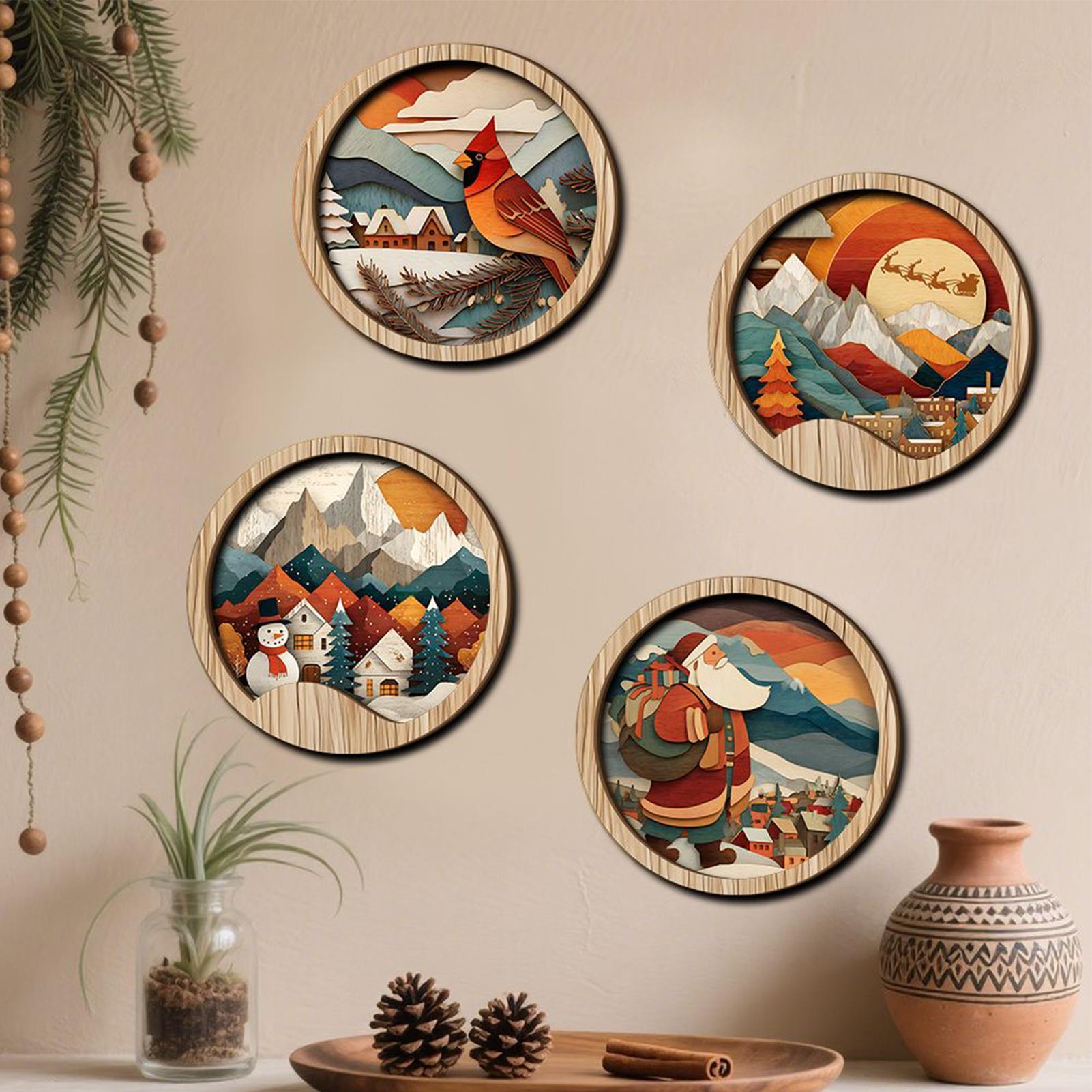 

Bathroom Decor Wall Art Boho 4 Pieces Rustic Wooden Bohemian Wall Decor For Bathroom Christmas Home Ornament For Living Room China Mainland