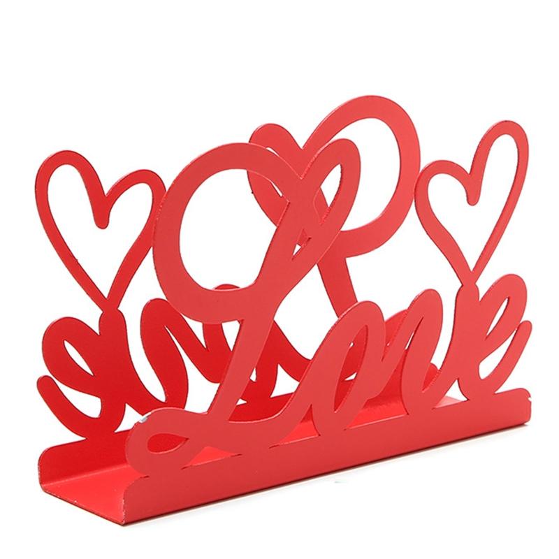 Heart Shaped 3D Tissue Holder Napkin Clamp Dispenser Stand Hollow Ornament