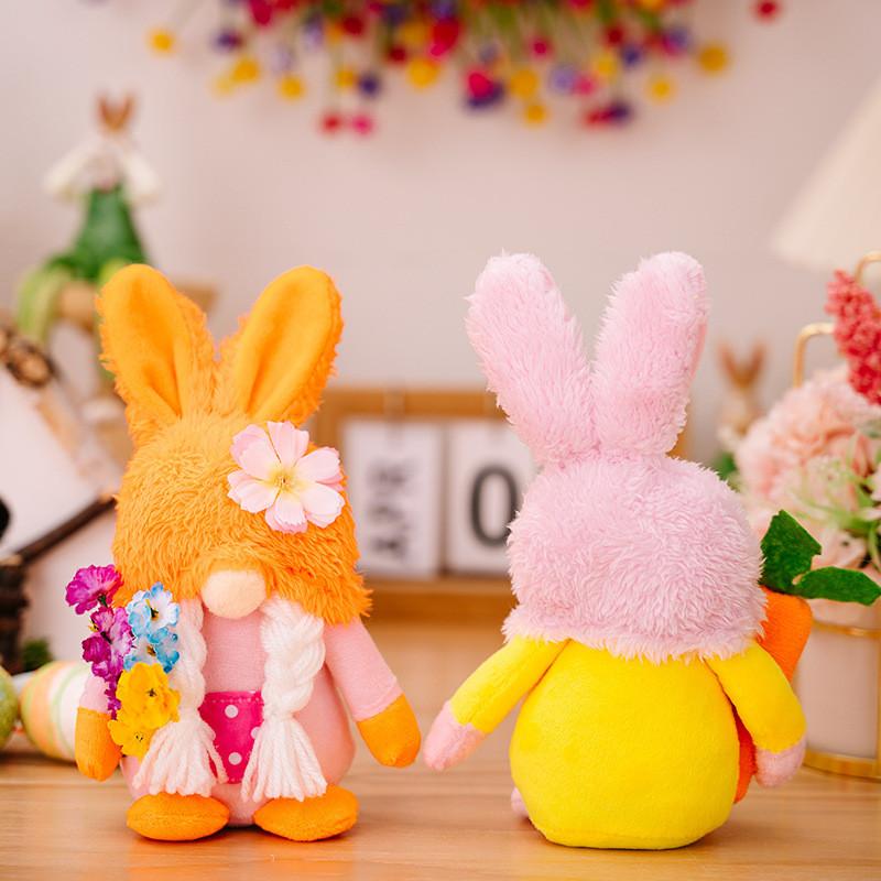 Colorful Plush Easter Bunny Rudolph Figurine For Festive Spring Decorations