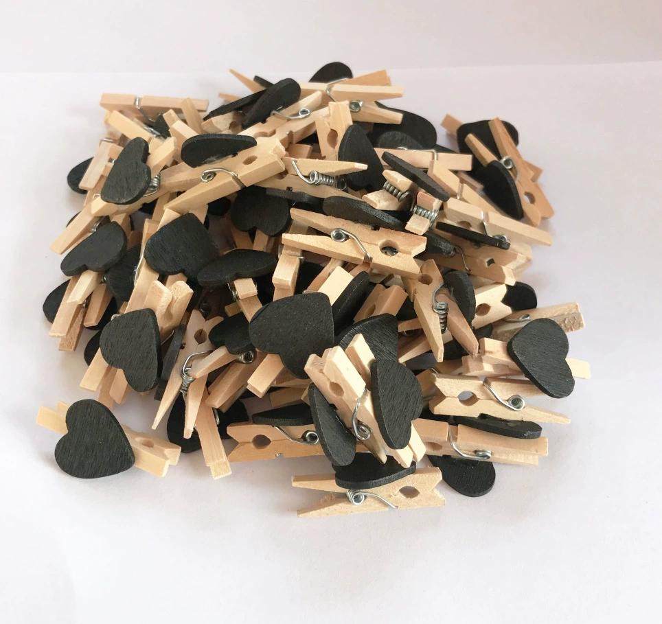 30/50pcs 3cm Mini Photo Clip Colorful Heart-Shaped Small Wooden Clip Creative Clip Photo Home Decoration Cartoon Handicraft