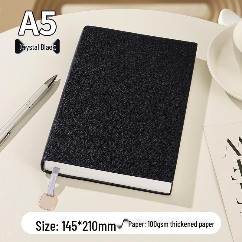 New A5 Lychee Grain Soft Leather Notebook with Custom Logo - Business Office Diary 100g 256 pages Ruled