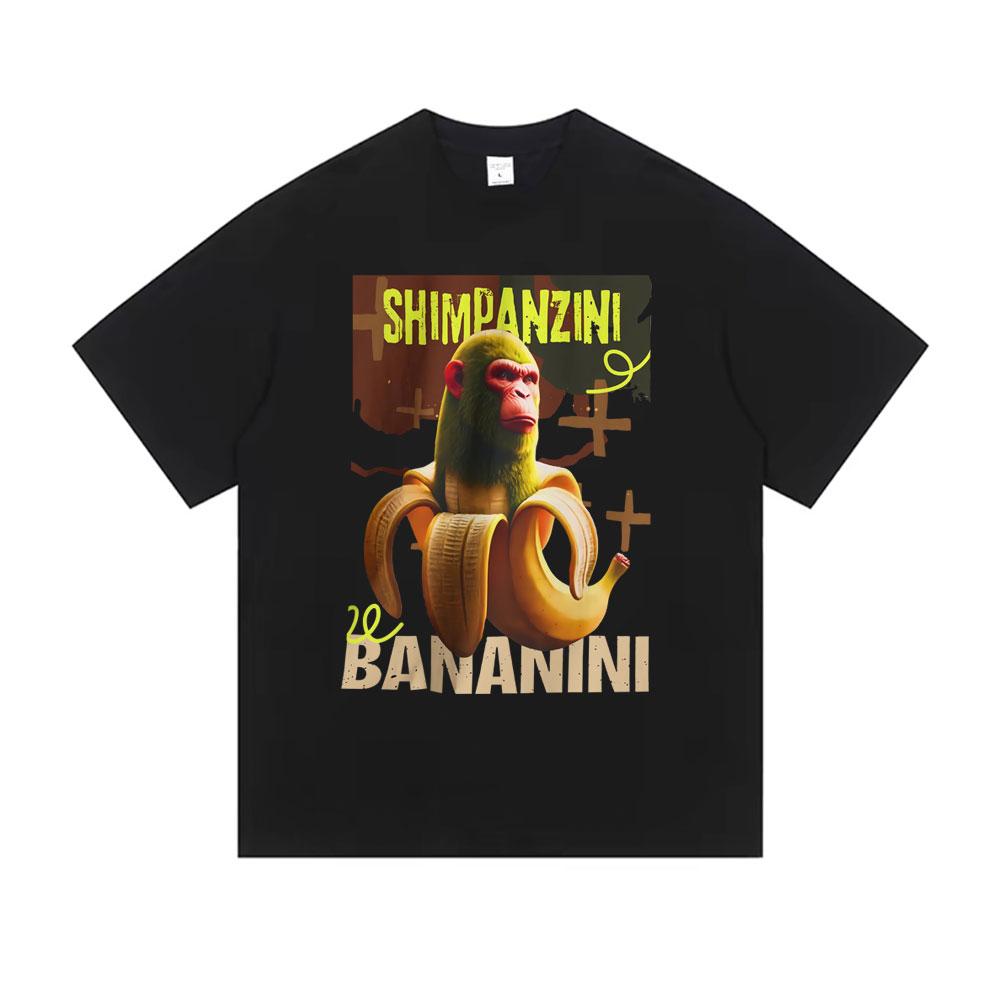 Shimpanzini Bananini Funny Banana Monkey Meme Tshirt Men Women Casual Cotton Vintage T Shirt Male Fashion Humor Short Sleeve