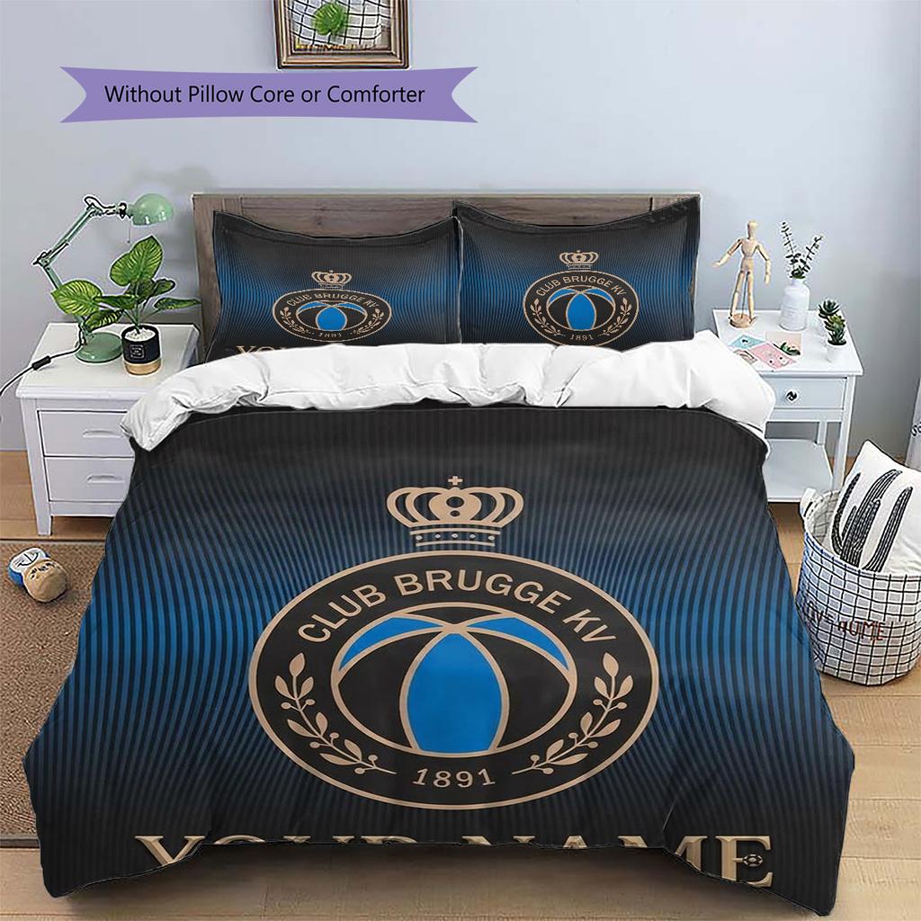 Club Brugge KV Custom Name Pattern Bedding,Quilt Set Quilt Cover Pillowcase Home Birthday Gift(1 * Duvet Cover + 2 * Pillowcase, Without Core)