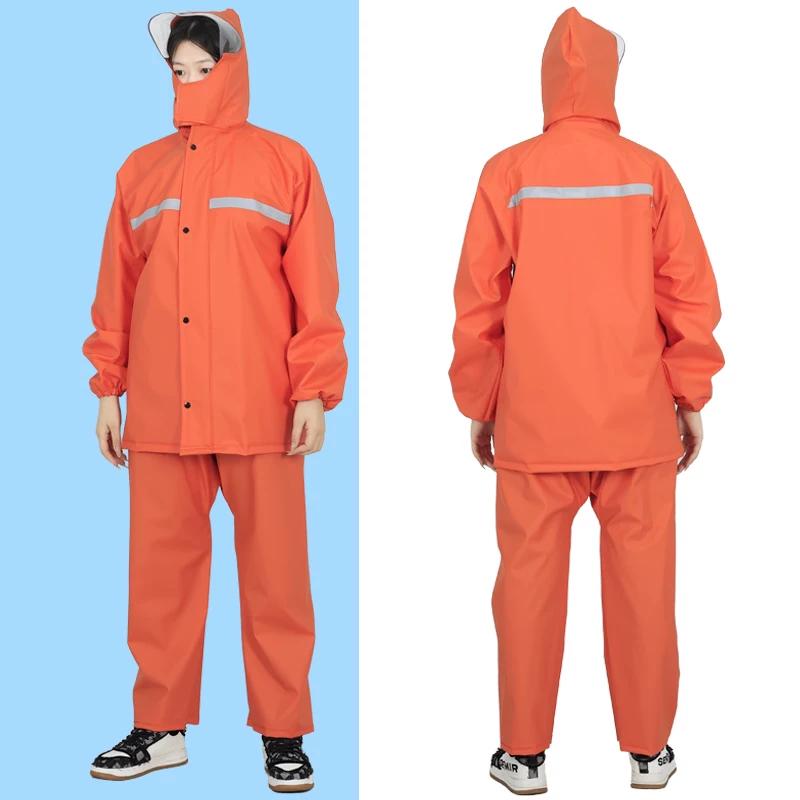 Raincoat and Rain Pants Split Set for Cycling, Outdoor Heavy Rain Protection Raincoat Set, Full-Body Motorcycle Delivery Raincoat