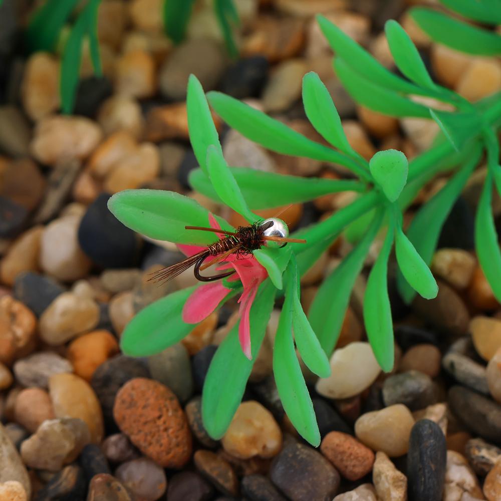 6PCS #14 #16 Barbless Jig Stonefly Nymph Fly Rubber Legs, Pheasant Tail, Bead Head Fast Sink Euro Nymph Trout Bass Fishing Lures