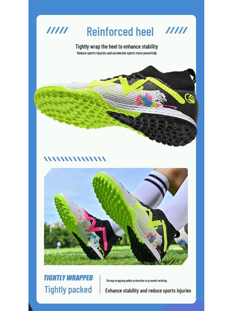 Unisex High-Top Turf Soccer Shoes for Youth and Adults - TF Training Footwear