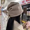 Hats Women's Autumn and Winter Woolen Hats Big Head Circumference Showing Face Small Cold Hat Drawstring Pile Hat Curled Knitted Hat Casual Hat