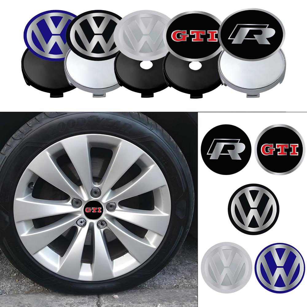 FD09-4PCS 56/60/63/65/68mm Car Tyre Wheel Center Hub Cap Sticker Cover for Volkswagen 4 Motion MTM Blue Motion Touran Tiguan R Line