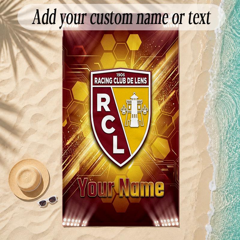 Beach Towelracing club de lens Custom Name Text Personalized Soft Towel for Beach Pool Indoor Home Decor Gift