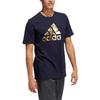 Adidas Gold Logo Printed Round Neck Sports Short Sleeve T-Shirt Men T-Shirt Dark-Blue HE4790