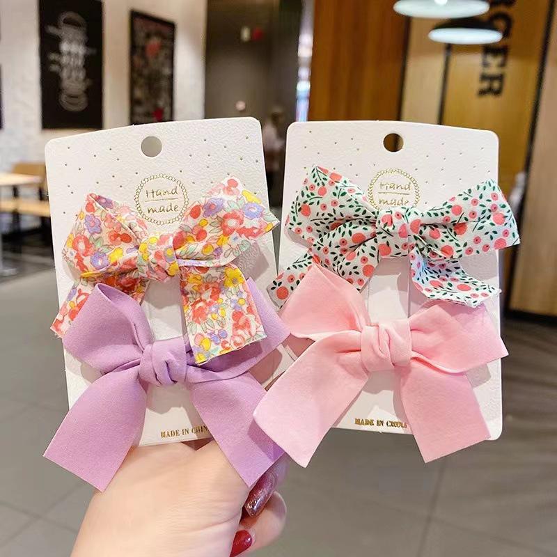 Children's Floral Bow Hairpin - Cute, Damage-Free Korean Clip Accessory