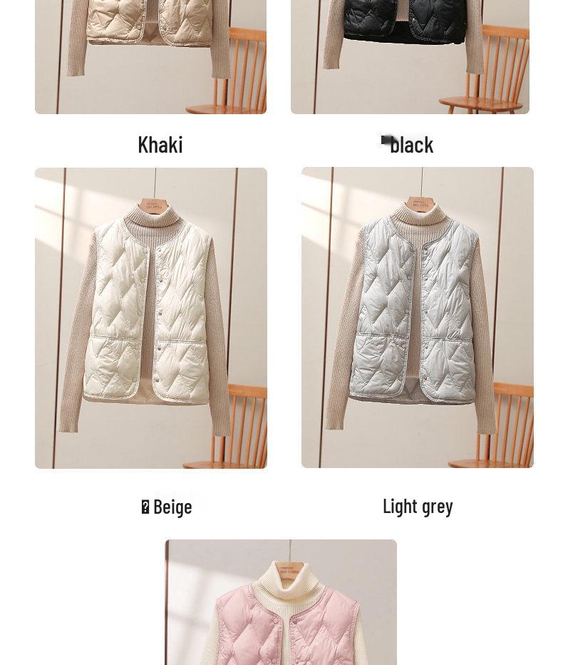 Women's 90 White Duck Down Quilted Vest - Lightweight, Warm Outerwear for Autumn/Winter 2026 Fashion.