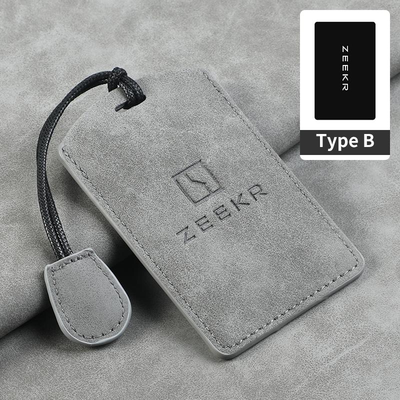 Suede Car NFC Card Key Case Cover Key Bag Shell Holder Protection Keychain For ZEEKR 001 Smart Remote Keyless Stying Accessories