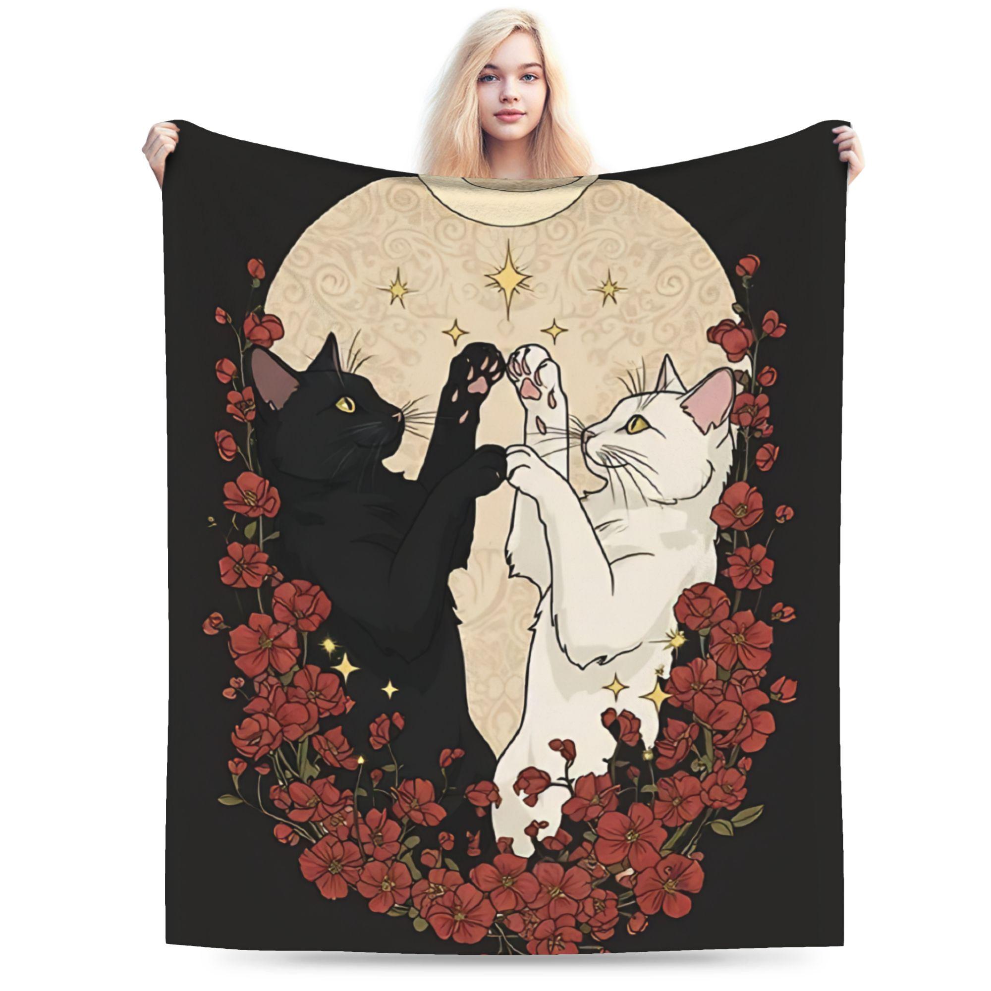 Retro Vintage Art Cute Cats Blankets Quality Warm Throw Blanket Winter Kids Bedroom Novelty Bedspread 75X95CM