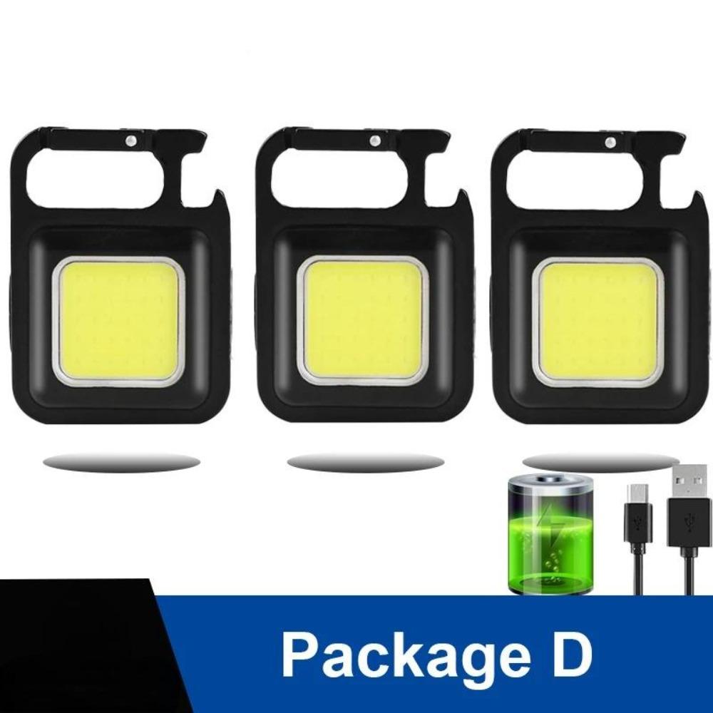 Mini LED Keychain Light Multifunction Portable USB Rechargeable Pocket Work Light with Corkscrew for Outdoor Camping Fishing Climbing