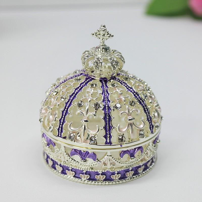 Enamel Craft Alloy Crown Jewelry Box European and American Wedding Ring Storage Box Ornament Wedding Decoration Ornament