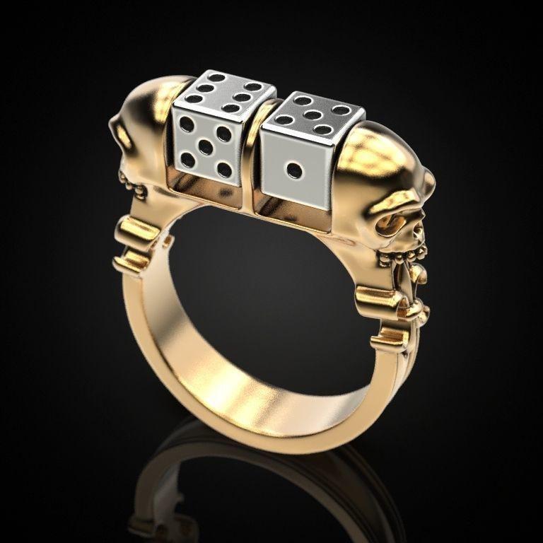 Zhenrong Rotating Skull Two-Tone Punk Ring