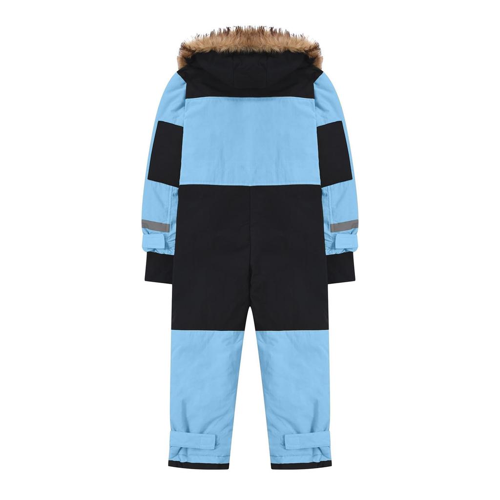 Children's Fashion Outdoor Waterproof Fleece-Lined Thickened Warm Boys' And Girls' One-Piece Ski Suit