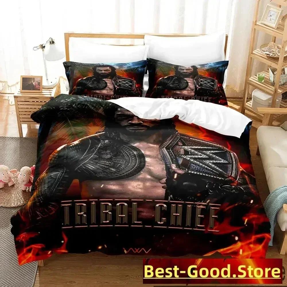 

3D Wrestler Roman Reigns Bedding Set Duvet Cover Sheet Printed Bed Set Pillowcase Bed Full Queen King Size Comforter Bedroom 135x200cm