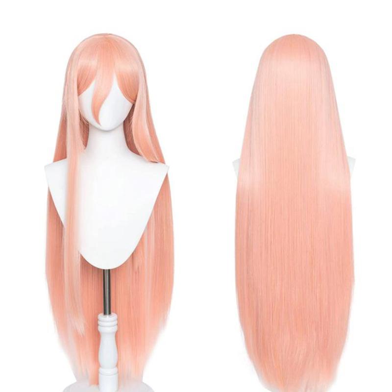 Anime Chainsaw Man Makima Power Cosplay Wig Long Orange Pink Party Role Play Wig