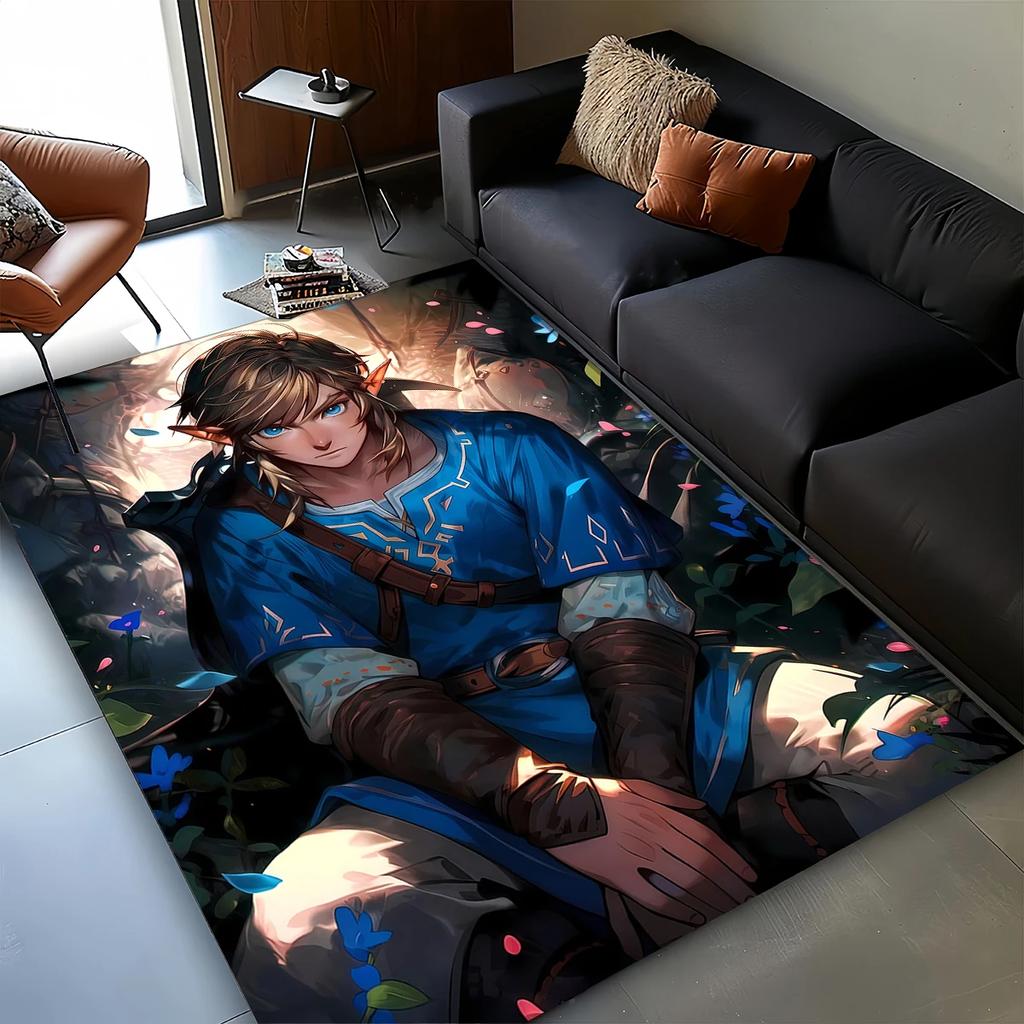 3D Zeld Klassisches Spiel Teppich für Wohnzimmer Schlafzimmer Zuhause Sofa Dekoration, Kinder Spiel Rutschfeste Bodenmatte Weihnachtsgeschenk