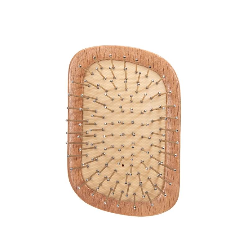 Scalp Massage Comb Beech Wood Airbag Hair Brush with Steel Pins Detangling Hair Styling Tool and Scalp Care Styling Accessories