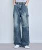 Awodeijeu Sanded Cargo Wide Denim Pants [Vintage Blue]