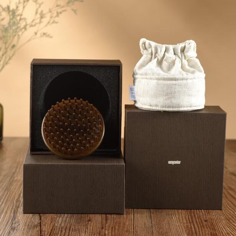 Tan Mujiang Finger Grip Wooden Hair Massage Comb