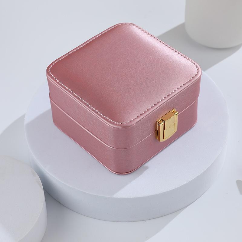 Mini Travel Jewelry Box Pu Leather Premium Sense Built-in Mirror Necklace Ring Earrings Portable Jewelry Box Organizer