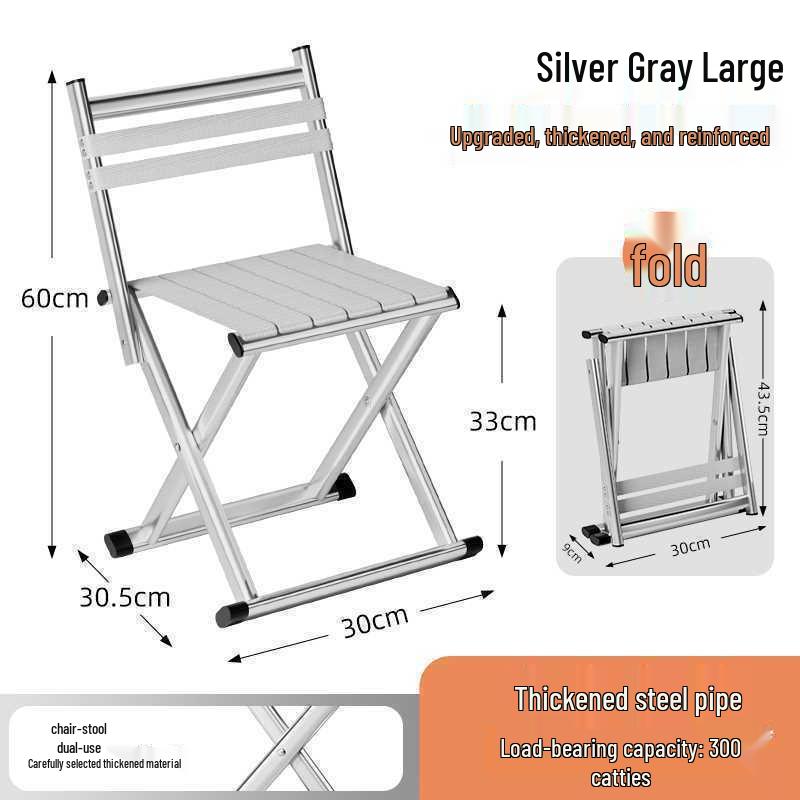 Tabouret pliant portable ultraléger à double usage avec dossier pour le camping et la pêche en plein air