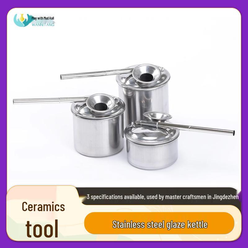

Stainless Steel Glaze Blowing Pottery Tools - Various Models & Sizes Stainless Steel Glaze Blowing Pot 100ml