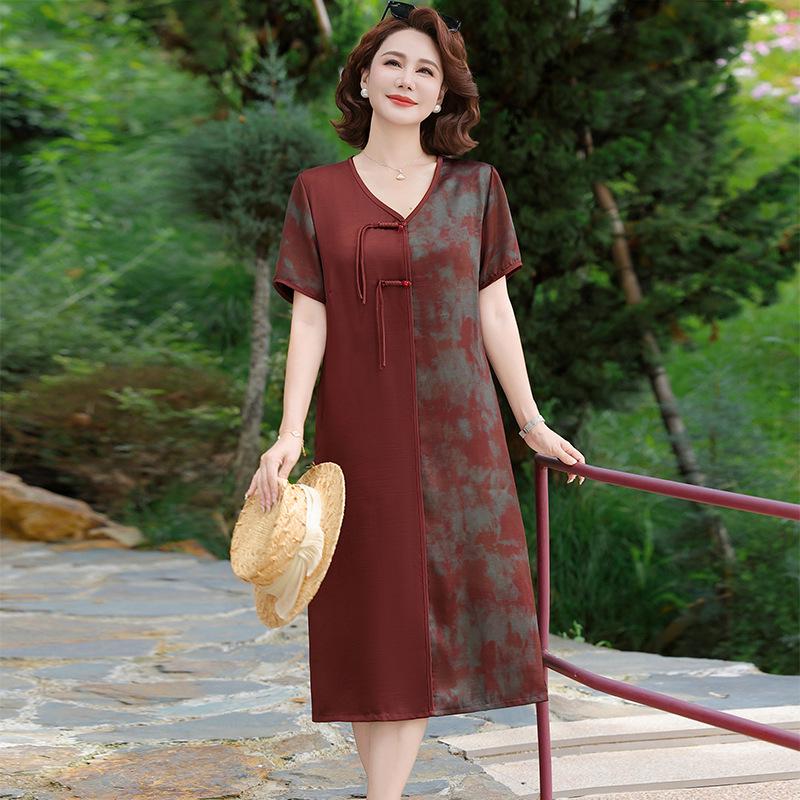2026 Summer Fashion: Women s Short Sleeve Slimming Casual Mid-Length Dress XL