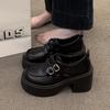 Platform popular loafers women's spring 2025 new super high heel belt buckle British style ins small leather shoes