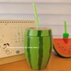 Kreativ Mit Deckel Wassermelonenförmiger Becher Langlebige Plastik-Trinkbecher Wiederverwendbar Cartoon-Frucht-Partybecher Trinkgeschirr