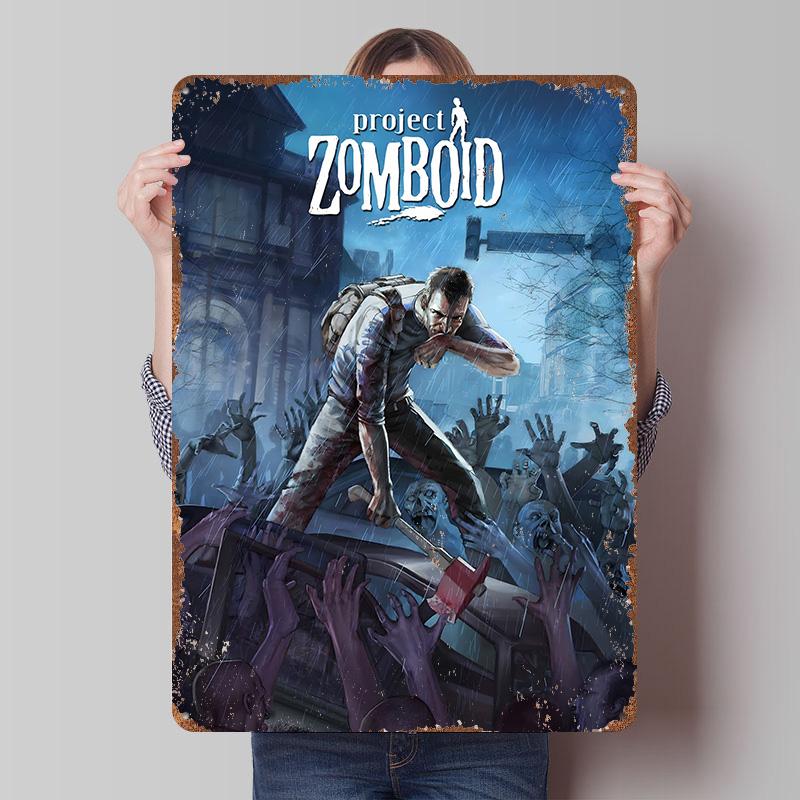 Project Zomboid Zombie Apocalypse Survival Tin Plaque Poster Customized Wall Art Retro Vintage Metal Signs for Man Cave Decor 7.9x11.8In(20x30cm)