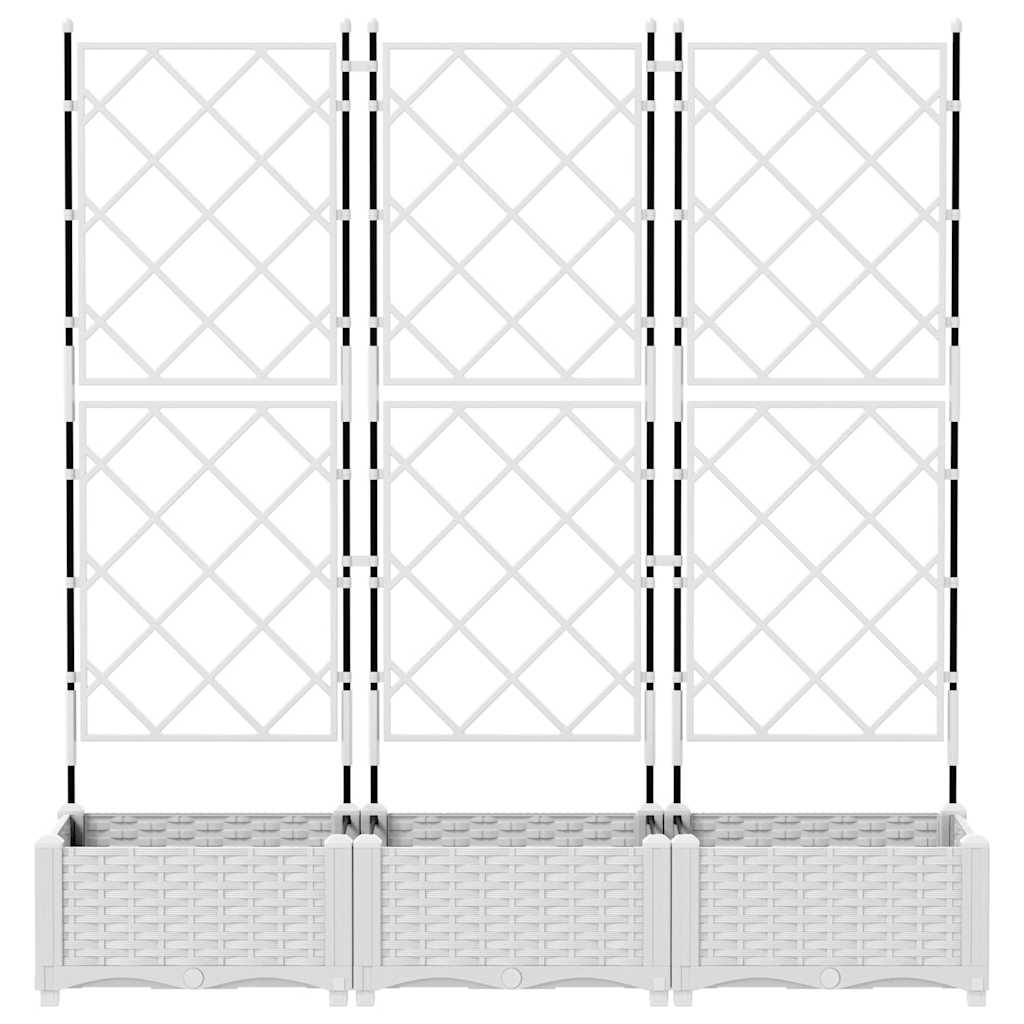 Garden Planter Set 3 pcs White 120 x 40 x 125.5 cm Plastic
