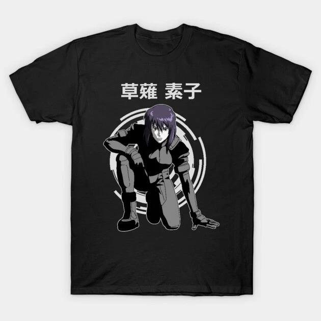 The Major Tee Motoko Kusanagi Ghost In The Shell Anime Waifu Black TShirt V1