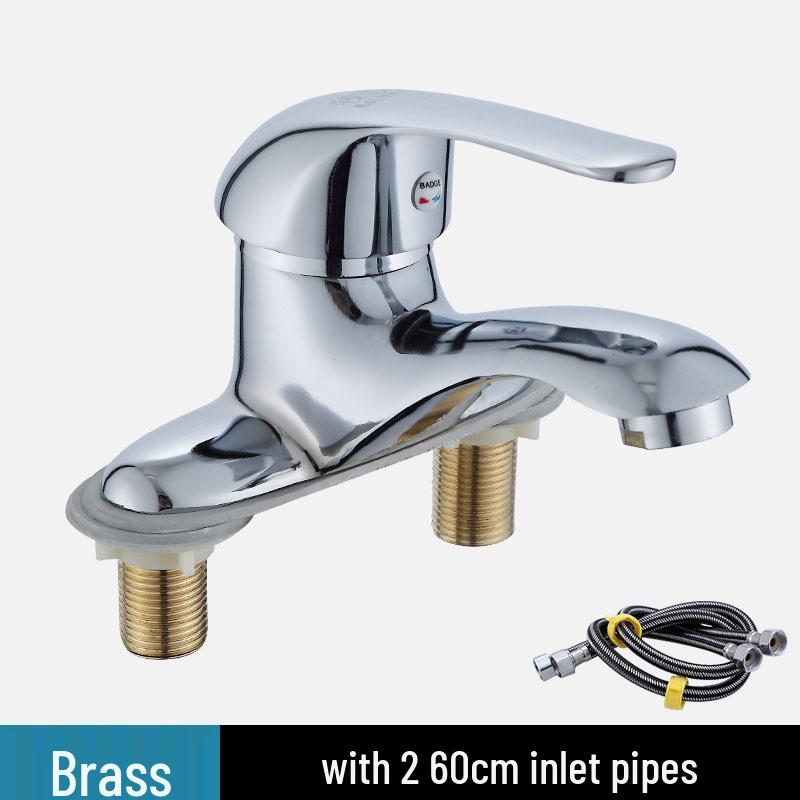 All-Copper Undermount Bathroom Sink with Two-Handle Hot Water Faucet